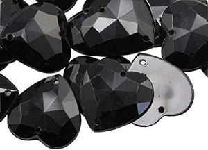20mm Resin Flat Back - Black Heart Gems 10pcs