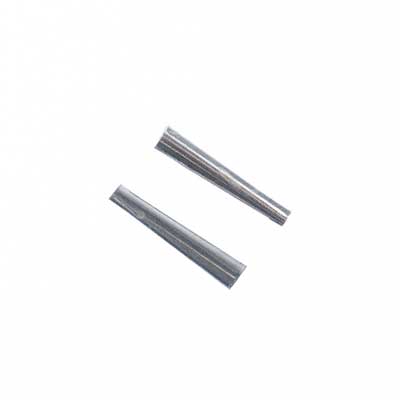 Two silver aluminum tube cones in different lengths on a white background