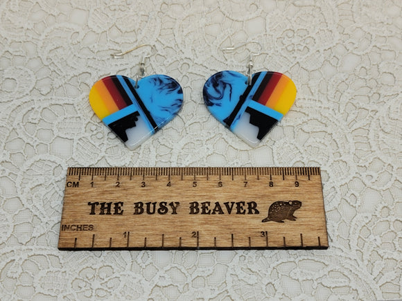 Resin Slab Inlay Earrings, color Combo #22
