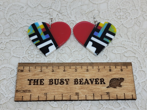 Resin Slab Inlay Earrings, color Combo #23