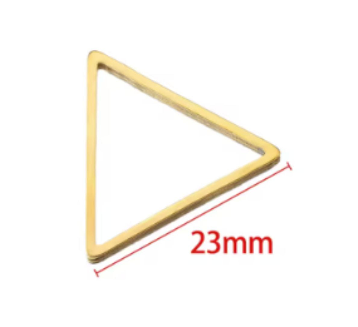 Single gold stainless steel open triangle bezel frame with a 23mm size label