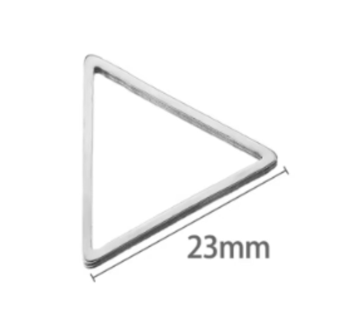 Single silver stainless steel open triangle bezel frame with a 23mm size label