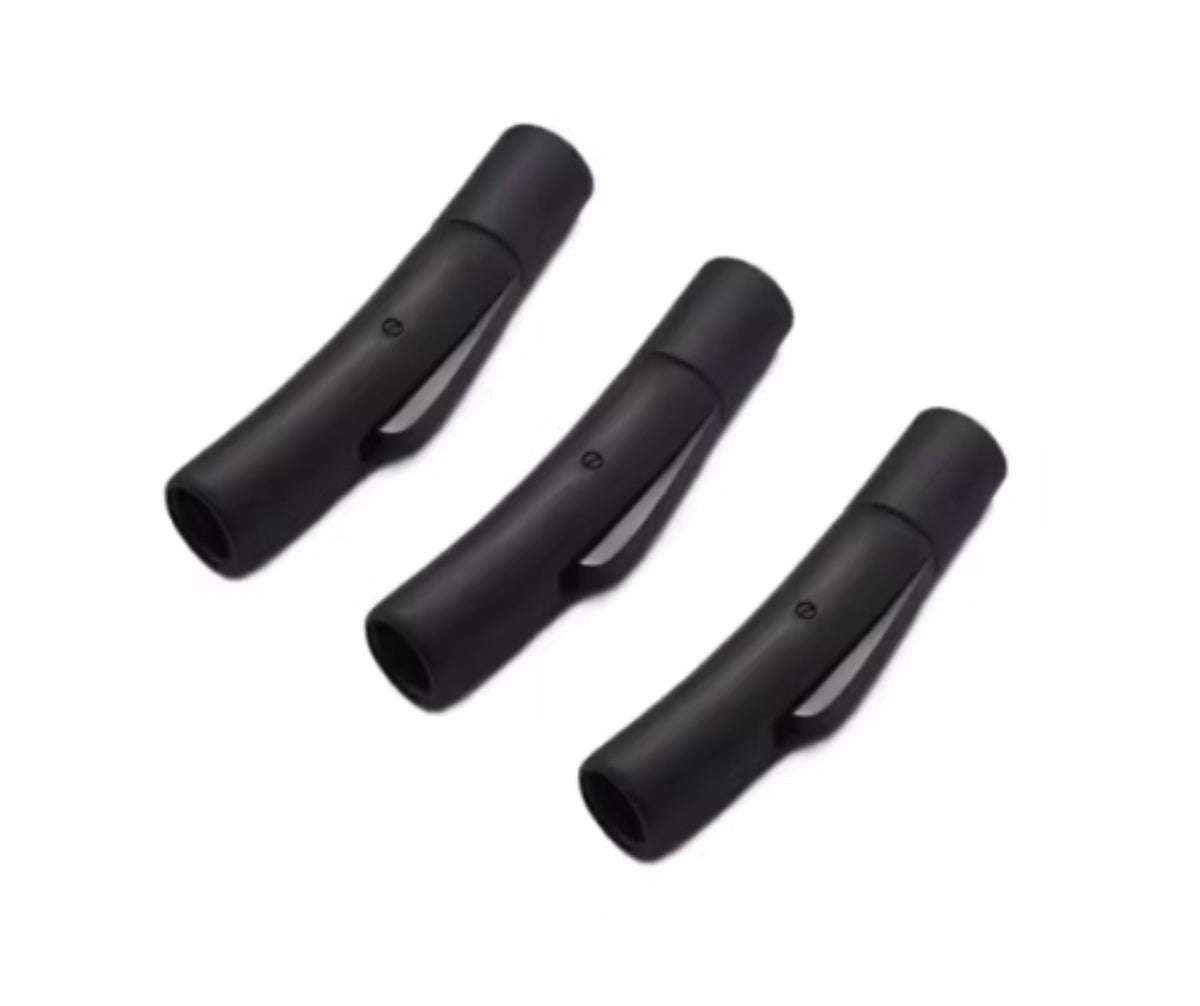 Three black matte curved tube magnetic clasps with a 23 x 4mm inside hole