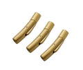 Three gold matte curved tube magnetic clasps with a 23 x 4mm inside hole