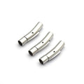 Three silver curved tube magnetic clasps with a 23 x 4mm inside hole