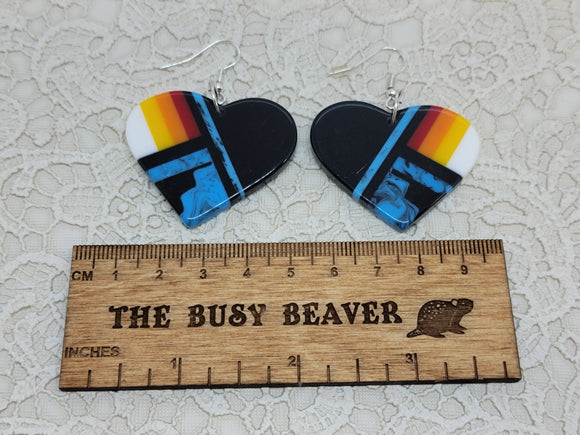 Resin Slab Inlay Earrings, color Combo #24