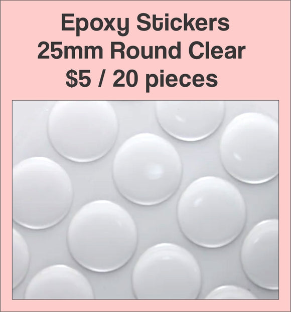 25mm Round Clear, Epoxy Stickers