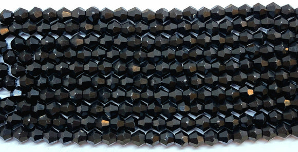4mm Glass Bicone, Black