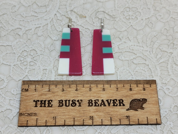 Resin Slab Inlay Earrings, color Combo #27