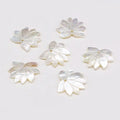 Carved mother of pearl flower pendants, 27mm, in white with layered petals