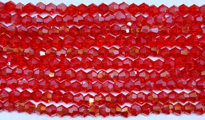 4mm Glass Bicone, Transparent Light Red AB