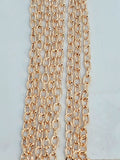 Hanging strands of 2 x 3mm rose gold stainless steel link chain
