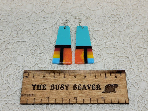 Resin Slab Inlay Earrings, color Combo #30