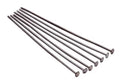 Fan of 30mm gunmetal 20 gauge flat head pins, each with a flat disc head at one end, on white