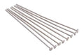 Fan of 30mm rhodium 20 gauge flat head pins, each with a flat disc head at one end, on white