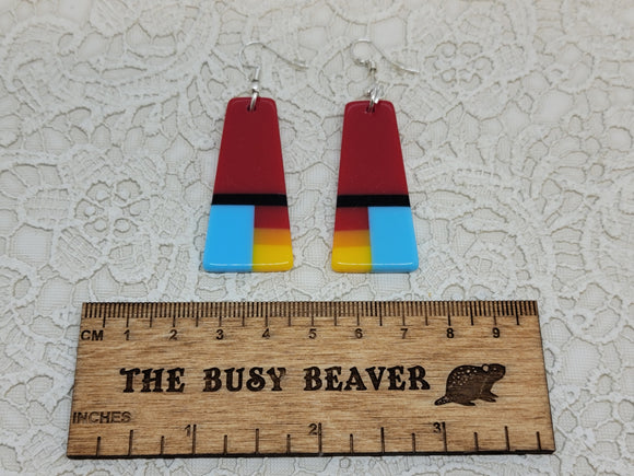 Resin Slab Inlay Earrings, color Combo #32