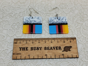 Resin Slab Inlay Earrings, color Combo #34