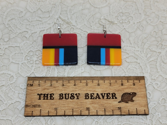 Resin Slab Inlay Earrings, color Combo #35