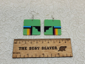 Resin Slab Inlay Earrings, color Combo #36