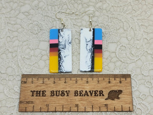 Resin Slab Inlay Earrings, color Combo #37