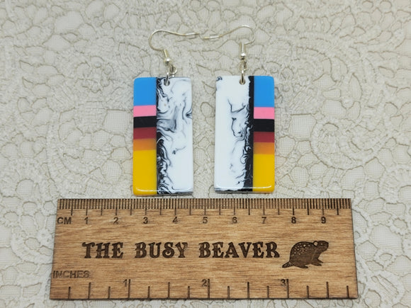 Resin Slab Inlay Earrings, color Combo #37