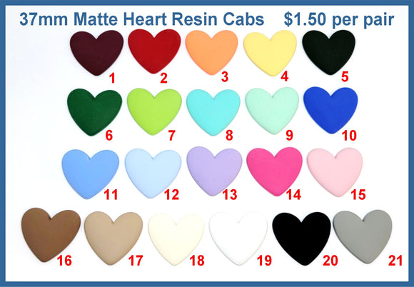 37mm Matte Heart Resin Cabs