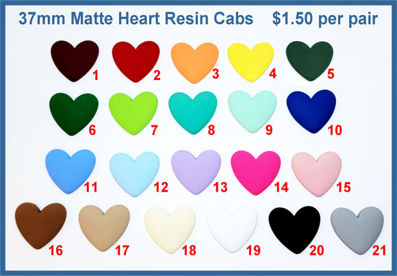 37mm Matte Heart Resin Cabs