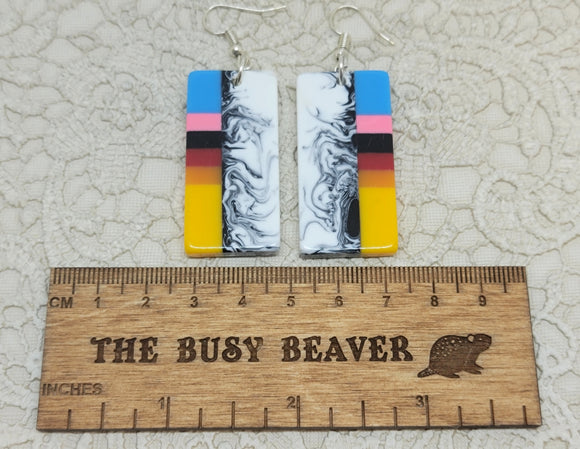Resin Slab Inlay Earrings, color Combo #39