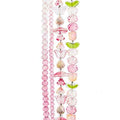 Four strands of Crystal Lane glass beads with flower, leaf and faceted round beads in a light pink to pink mix