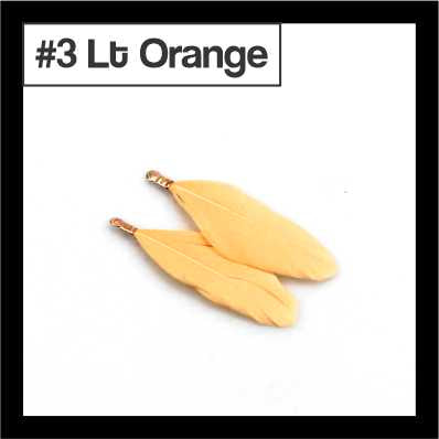 Pair of 4.5cm light orange feather tassels with gold-tone caps, labelled #3
