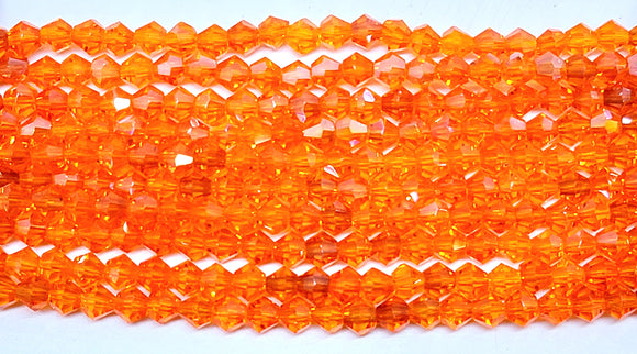 4mm Glass Bicone, Transparent Orange AB