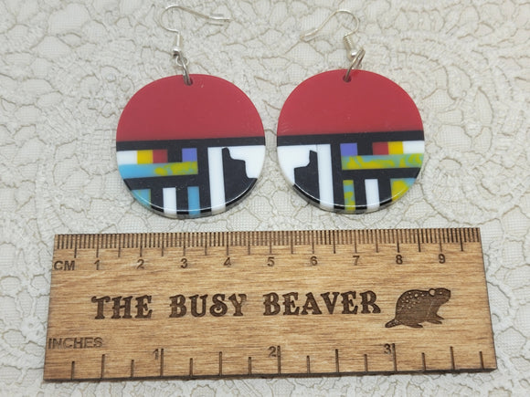 Resin Slab Inlay Earrings, color Combo #40