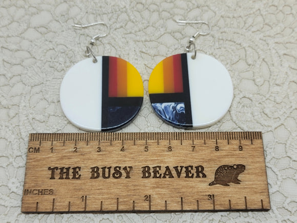 Resin Slab Inlay Earrings, color Combo #42