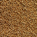 Close-up of Preciosa 11/0 Czech glass seed beads in metallic light gold