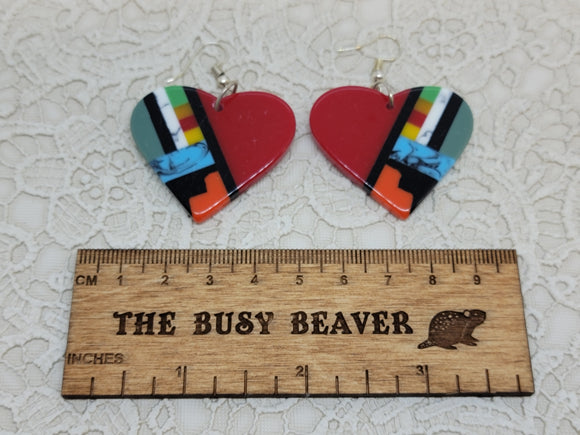 Resin Slab Inlay Earrings, color Combo #4