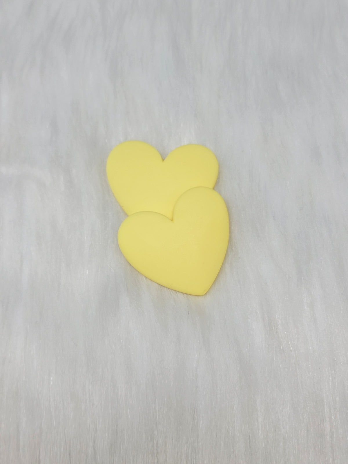 Pair of 37mm matte resin heart cabochons (cabs) in #4 Yellow