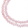 Two strands of Crystal Lane 3x4mm faceted glass rondelle beads in transparent pink AB