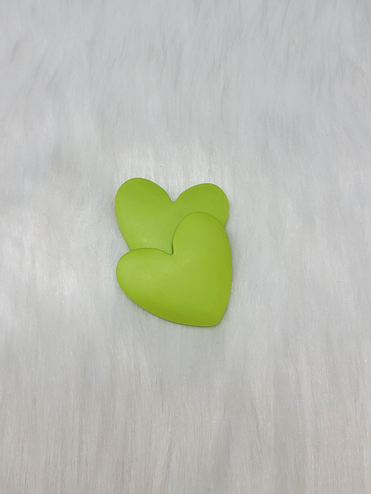 Pair of 37mm matte resin heart cabochons (cabs) in #5 Lime Green