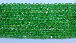 4mm Glass Bicone, Transparent Light Green AB