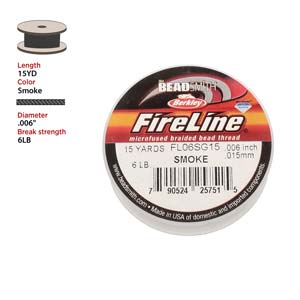 Beadalon FireLine braided beading thread, 6lb smoke, on a 15 yard spool
