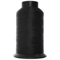 Large cone of black Nymo thread standing upright on a white background