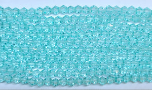 4mm Glass Bicone, Transparent Aqua