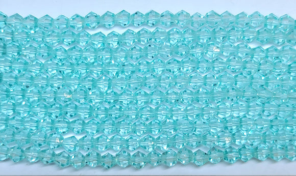 4mm Glass Bicone, Transparent Aqua