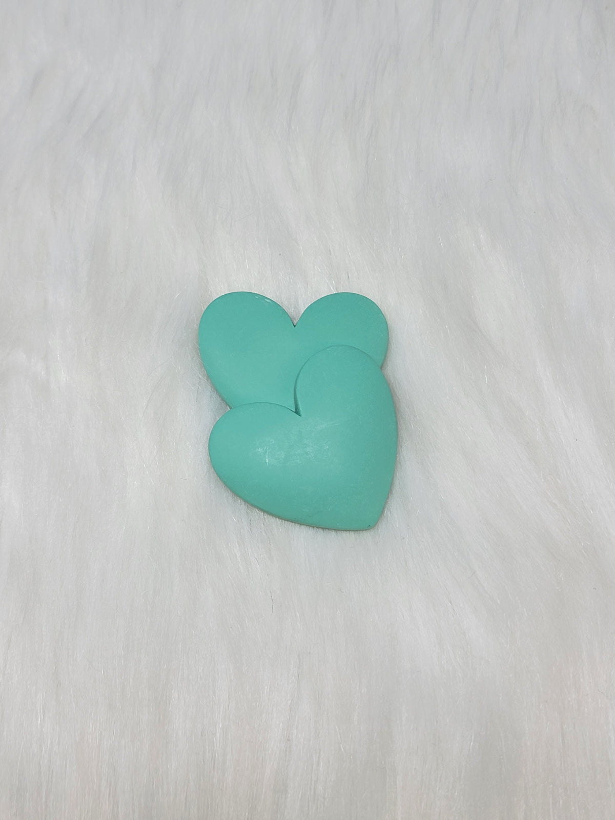 Pair of 37mm matte resin heart cabochons (cabs) in #7 Turquoise