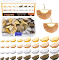 Divided case of 240 pinch crimp ends in four sizes and four colours, with a tassel sample