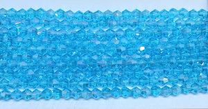 4mm Glass Bicone, Transparent Sky Blue AB