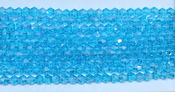 4mm Glass Bicone, Transparent Sky Blue AB