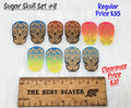 Sugar skull set #8: five pairs of ombre acrylic sugar skull cabochons (cabs) in tan, orange, blue and yellow