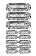 Rows of silver-tone 8 x 20mm 3-hole spacer bars set with clear rhinestones