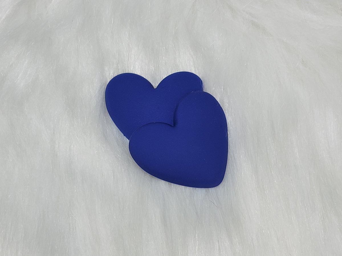 Pair of 37mm matte flexible PVC heart cabs in #9 Cobalt Blue